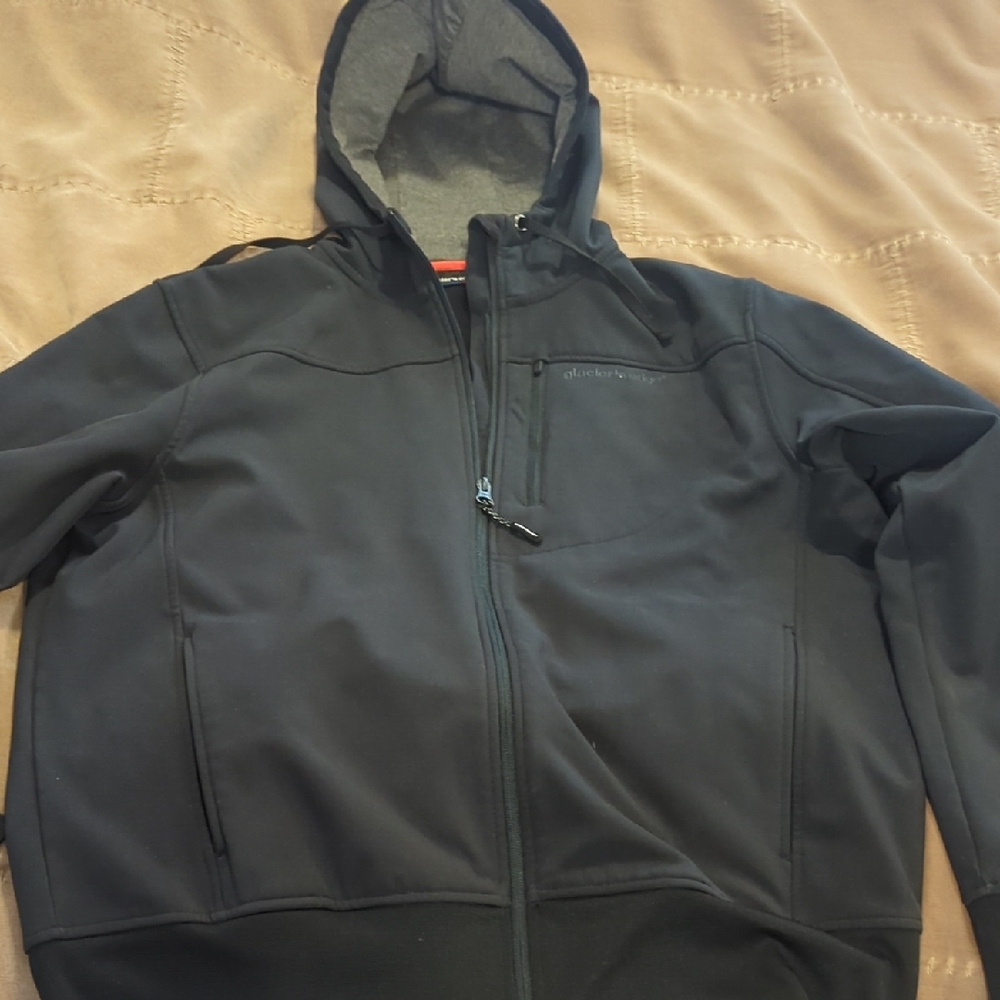 Glacier’s Edge Men’s Charcoal Performance Jacket Hooded Zip Outdoor Medium